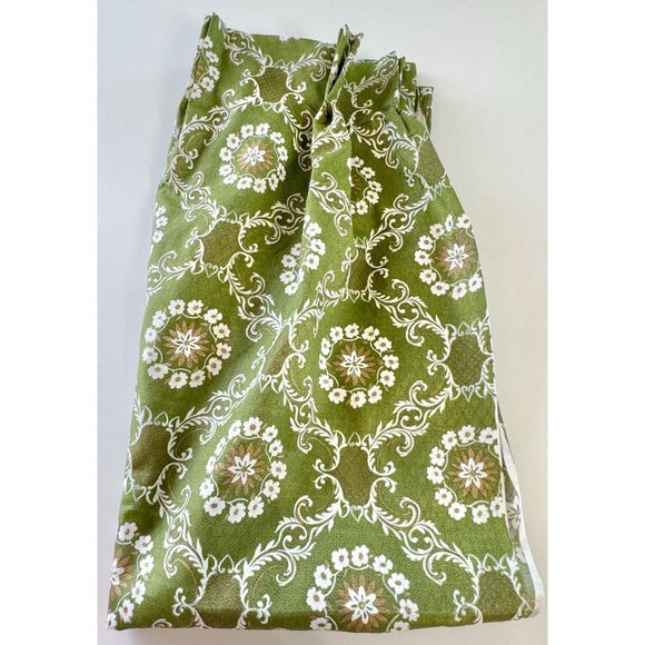 Vintage 60s pleated curtain, green & gold bold floral, MCM Fiberglass panel - Picture 10 of 10